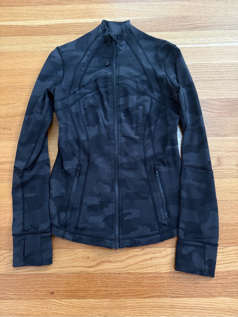 lululemon black camo define jacket, luon, size 6